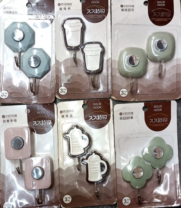 Multipurpose Wall Hooks: Strong & Self-Adhesive for Bathroom, Kitchen, Office ( Mix Design ) - Image 6