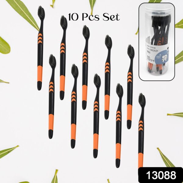 Plastic Toothbrush With Plastic Round Box for Men and Women, Kids, Adults Plastic Toothbrush (10 pcs Set) - Image 2