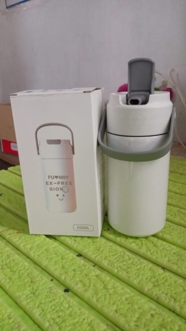 Stainless Steel Mug / Bottle Vacuum Insulated Cup With Handle, Small Cup & Straw (650 ML) - Image 7