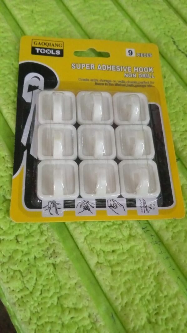 Adhesive Hooks for Wall Hanging Clothes Strong Adhesive Hooks (9 pcs Set) - Image 6