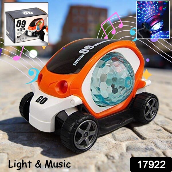Plastic 360 Degree Rotating Stunt Car Toy for Kids - Bump and Go Action with 4D Lights and Music, Plastic Mini Car with Disco Ball (1 Pc / Battery Not Included) - Image 2