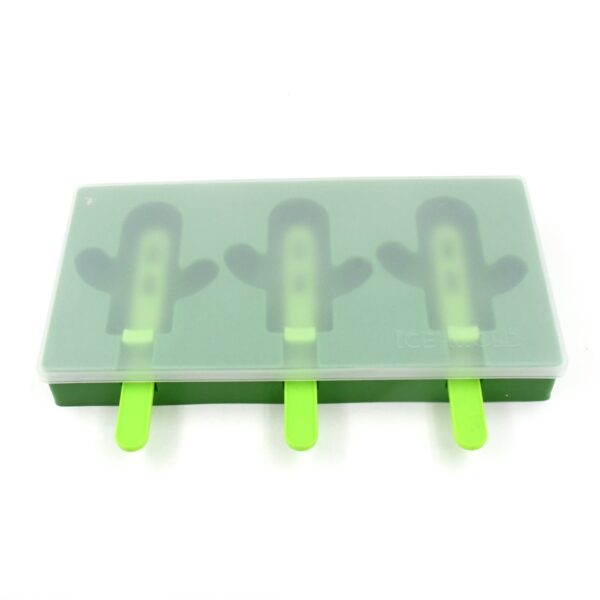 Ice Cream Mould Popsicle Mold, Cactus Shape Ice Pop Molds Homemade Popsicle for DIY Ice Popsicle, 3-Cavity Summer Food Kitchen Tools (1 Pc) - Image 5