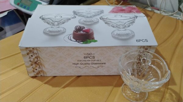 Glass Ice-Cream Cup Set, Home & Kitchen Serving or Dessert Cup (6 Pcs Set) - Image 7
