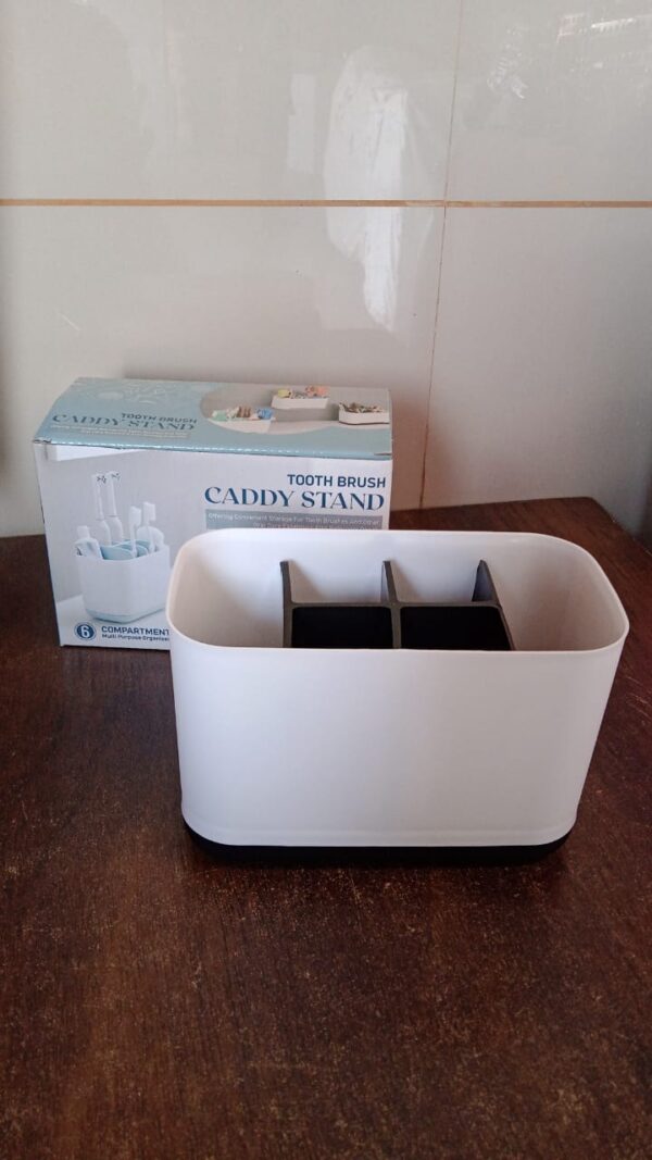6 Compartment Multi Purpose Organizer Toothbrush Holder Stand Plastic Caddy (1 Pc) - Image 8