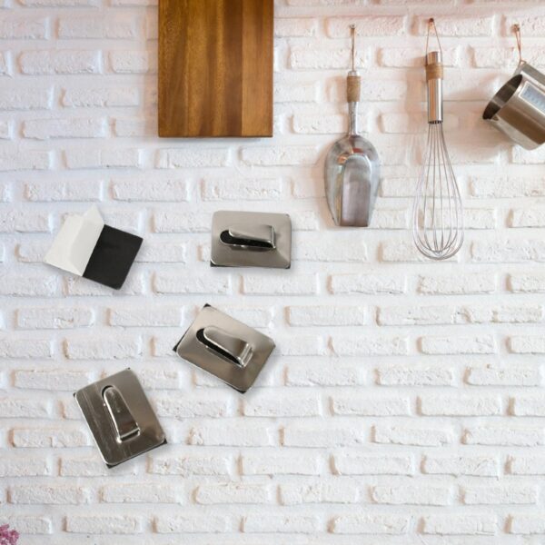 Self- Adhesive Hooks, Heavy Duty Wall Hooks Hangers Stainless Steel Waterproof Sticky Hooks for Hanging Robe Coat Towel Kitchen Bathroom and. - Image 4