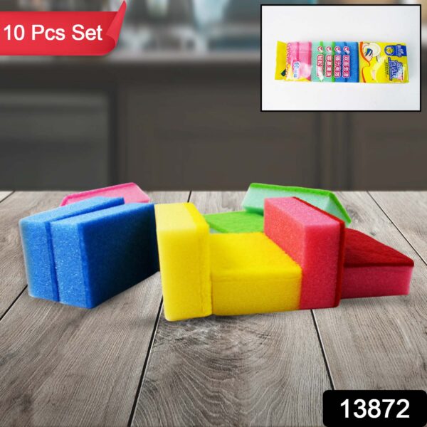 Multi-Purpose Multi Color Scratch Scrub Sponges (10 Pcs Set) - Image 2
