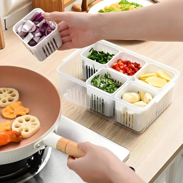 Fridge Storage Boxes Freezer Storage Containers, Container for Kitchen Storage Set, Storage in Kitchen, Vegetable Storage, Draining Crisper Refrigerator Food Box (1 Pc) - Image 3