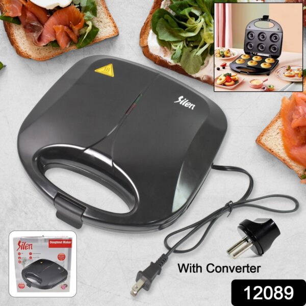 Donut Maker Machine 750W Electric Donut Maker 6pcs Circle Shaped cavity (1 Pc / With 2 PIN Plug Converter 1 Pc ) - Image 2