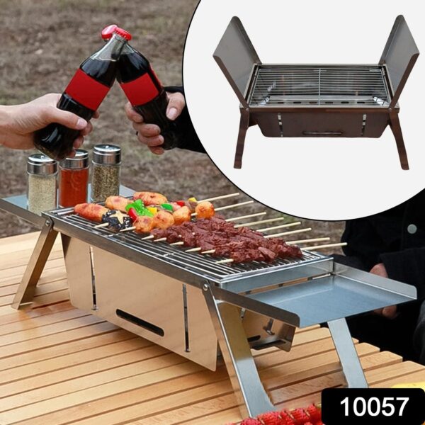 Portable BBQ / Barbecue Grill Stainless Steel Folding Charcoal Grill (1 Set / Net Weight : 2207 GM) - Image 2