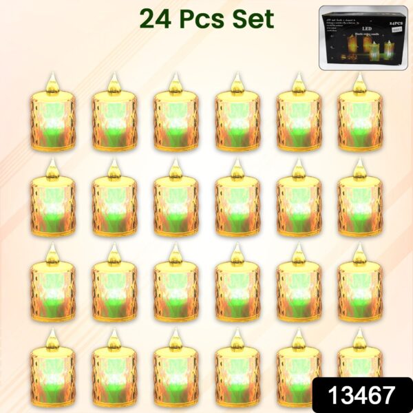 24 Pc Flameless and Smokeless Decorative Melting Candles LED Tea Light Candle Flickering Electronic Candle - Image 2
