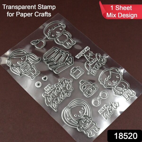 Reusable Transparent Rubber Stamp for Paper Crafts (Mix Design / 1 Sheet) - Image 2