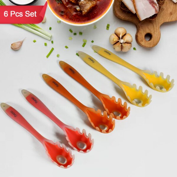 Multipurpose Silicone Spoon, Silicone Basting Spoon Non-Stick Kitchen Utensils Household Gadgets Heat-Resistant Non Stick Spoons Kitchen Cookware Items For Cooking and Baking (6 Pcs Set) - Image 2
