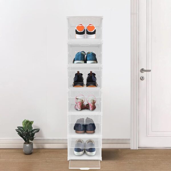 Stackable Multifunctional Storage, for Clothes Foldable Drawer Shelf Basket Utility Cart Rack Storage Organizer Cart for Kitchen, Pantry Closet, Bedroom, Bathroom, Laundry (6 Layer / 1 Pc) - Image 4