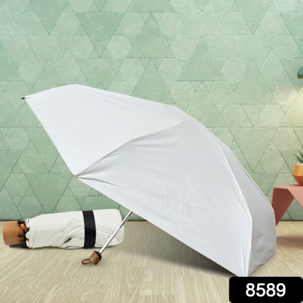 3-Fold Sun & Rain Protective Solid Foldable Umbrella, (1 Pc) - Image 2