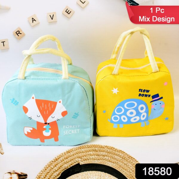 Lunch Box Bag for Women Men Insulated Lunch Bag With Zipper (1 Pc / Mix Color / Design) - Image 2