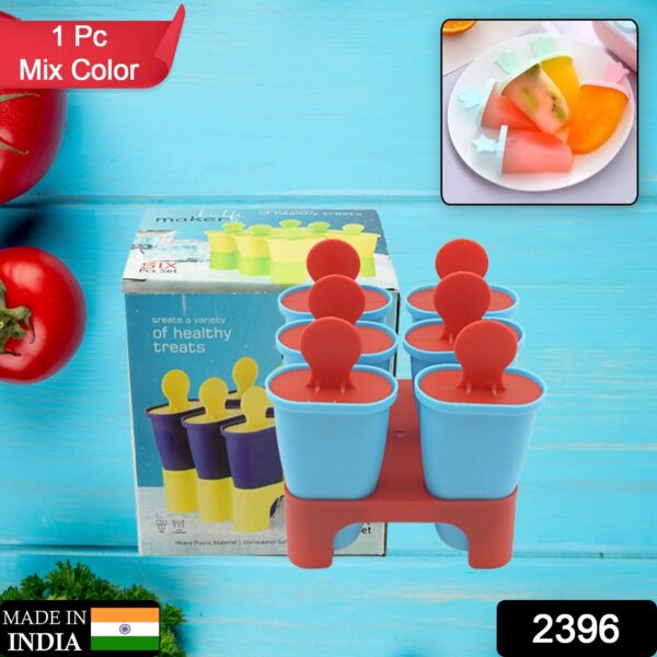Ice Candy Maker 6 pcs Set Kulfi Maker Ice Candy Mould Clear Popsicle Mold Homemade Ice Pop Maker Reusable Easy Candy Chocobar Kulfi Mould Tray with Sticks - Image 2