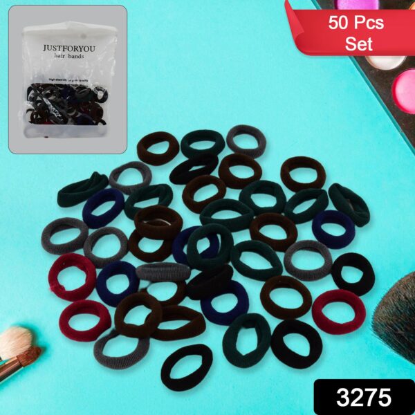Small Ponytail Holder Bands for Hair Rubber Bands (Pack of 50 / Multicolour) - Image 2