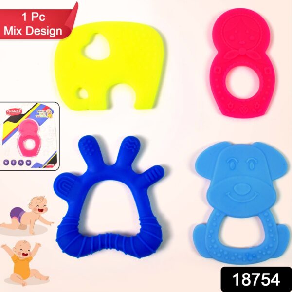 Silicone Baby Teether Pack of 1 (Mix Design & Color) - Image 2