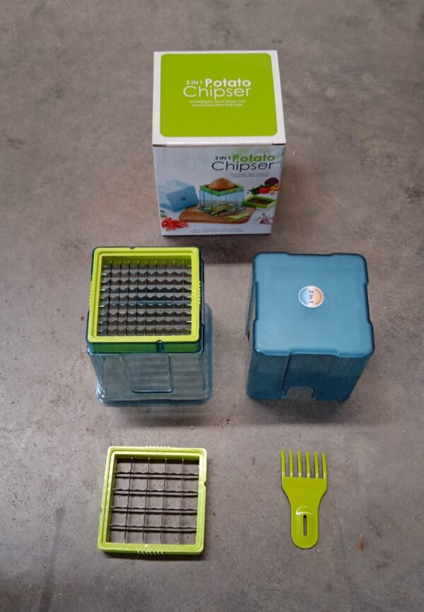 2 in 1 Potato Chipser / Slicer French Fries Maker Finger Chips | Plastic | Two Blades Finger Chips Cutter for Kitchen Accessory Vegetable Fruit Slicer (1 Pc)  - Image 7