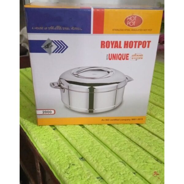 Royal Unique Hot Pot Stainless Steel Insulated Serving Casserole with Lid Handle (2000 ML) - Image 7