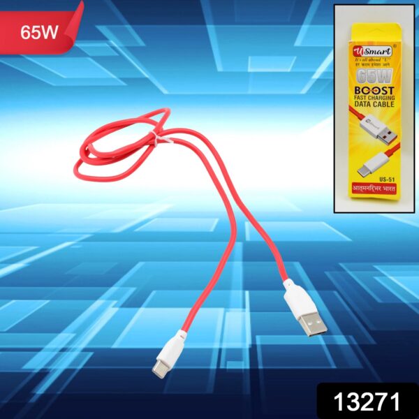 Type C data cable Fast Charging Data Cable (1000 MM / 65W / 1 Pc) - Image 2