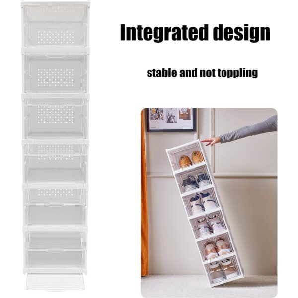 Stackable Multifunctional Storage, for Clothes Foldable Drawer Shelf Basket Utility Cart Rack Storage Organizer Cart for Kitchen, Pantry Closet, Bedroom, Bathroom, Laundry (6 Layer / 1 Pc) - Image 5