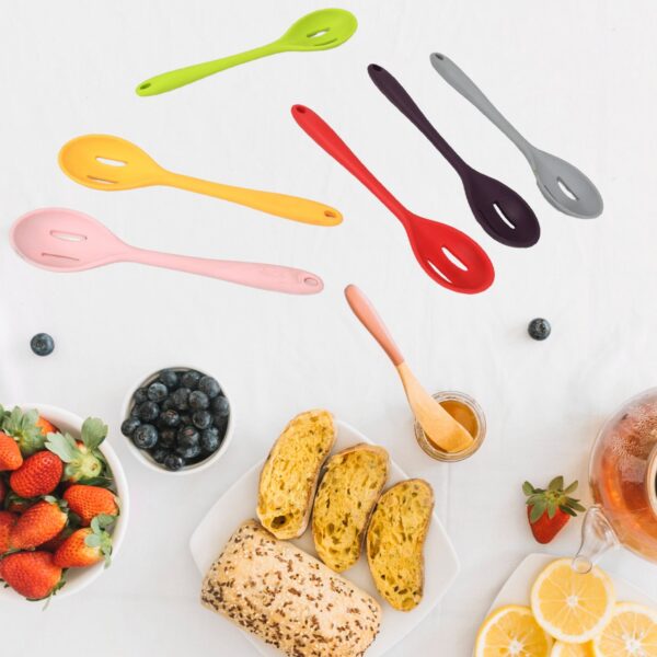Multipurpose Silicone Spoon, Silicone Basting Spoon Non-Stick Kitchen Utensils Household Gadgets Heat-Resistant Non Stick Spoons Kitchen Cookware Items For Cooking and Baking (6 Pcs Set) - Image 6