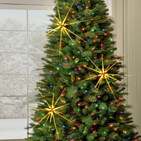 3D Gold Star Hanging Decoration Star, Acrylic Look  Hanging Luminous Star for Windows, Home, Garden Festive Embellishments for Holiday Parties Weddings Birthday Home Decoration (Medium) - Image 3