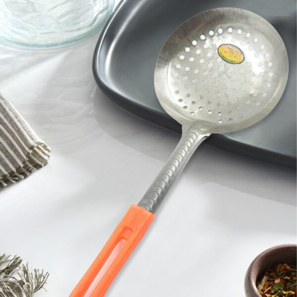 Colander Spoon, Non Slip Hand Polished Thickened Hot Pot Spoon for Kitchen for Restaurant, Stainless Steel Cooking Colander Skimmer Slotted Spoon Kitchen Strainer Ladle with Long Handle for Kitchen Cooking Baking (35 Cm) - Image 5