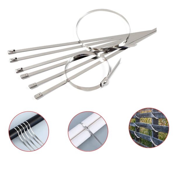 Stainless Steel Cable TIE Used for Solar, Industrial and Home Improvement Multipurpose HIGH Strength, Self-Locking Zip Ties, Multi-purpose Tie, Portable Rustproof 100Pcs Wide Application Zip Tie Set for Building (100 pcs Set / 4.6x200MM) - Image 6