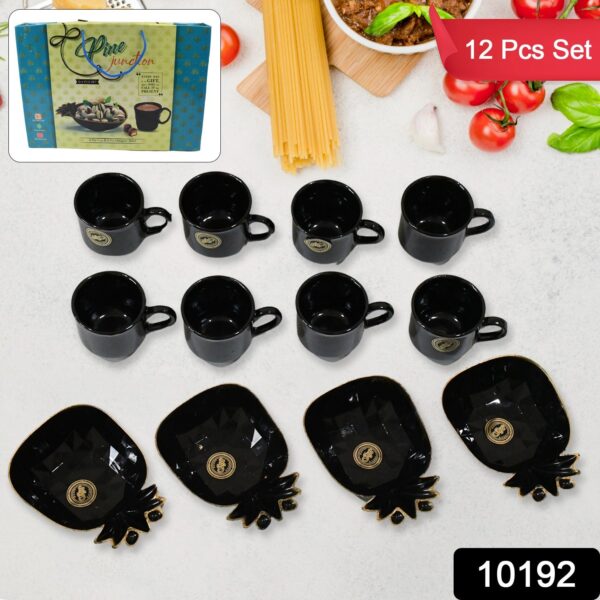 Pine Junction Ceramic Tea / cups / Mug Set With Pineapple Shape Serving Bowl  (12 Pcs set) - Image 2