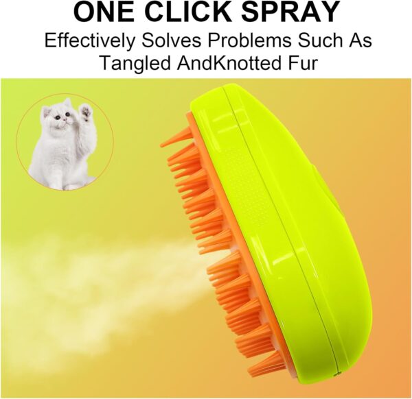 3 In1 Cat Steamy Brush, Self Cleaning Steam Cat Brush Cat Steamer Brush for Massage Cat Grooming Brush Pet Hair Removal Comb for Cat and Dog, for Removing Tangled and Loose Hair - Image 8