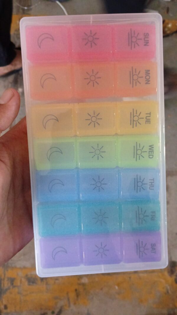 Pill Box 7 Day Weekly Medicine Organizer Daily Planner Portable Travel Container Holder for Vitamin and Supplement Moisture-Proof Compartments Case for Pocket Purse Easy to Use BPA Free (21 Grid) - Image 7
