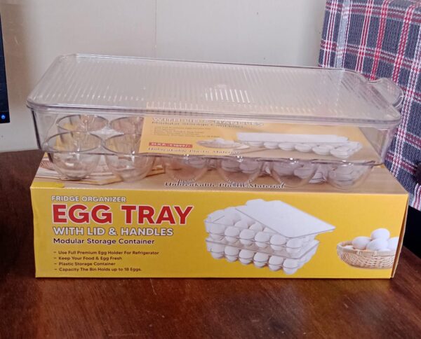 Plastic 18 Cavity Egg Storage Box Or Egg Trays For Refrigerator With Lid & Handles High Quality, Rectangular Egg Tray Box For 18 Egg (1 Pc) - Image 11