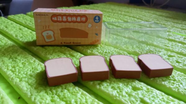 3D Toast Bread Shape Eraser for Kids, Cartoons Erasers Toast Bread Erasers Bread Shaped Eraser for Students, Gift, Cute Fun Food Erasers for School Classroom, Stationery for Boys & Girls (4 Pcs Set) - Image 8