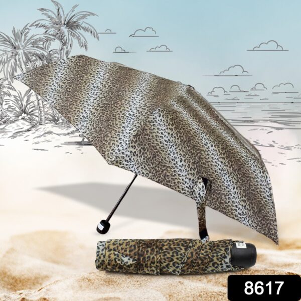 Leopard Shape 3-Fold Sun & Rain Protective Foldable Umbrella (1 Pc) - Image 2