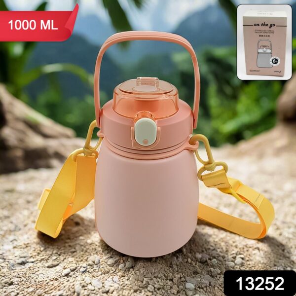 Stainless Steel Mug / Bottle Vacuum Insulated Cup with Handle & Strap (1000 ML) - Image 2