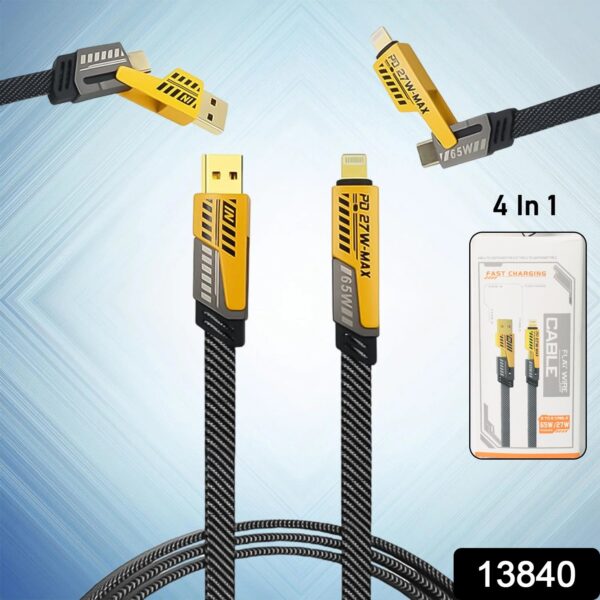4 in 1 Fast Charging Cable With Multiport USB-C to Type C, USB-C to Lightning (1 Pc) - Image 2