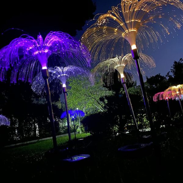 2pcs Garden Solar Outdoor Lights Decorative , 7 Colors Changing RGB Light Waterproof Flower Jellyfish Firework Decor for Garden Patio Landscape Pathway Yard Holiday Decor - Image 3