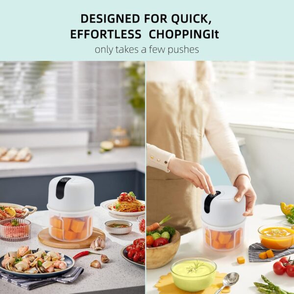 Wireless USB Rechargeable Mini Electric Garlic Machine / Chopper 3 Blades (250Ml) - Image 4