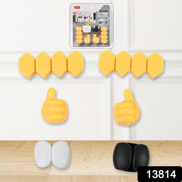 Self Adhesive Hooks for Cable Clips, Desktop Cable Organizer (6 Pcs Set / Mix Design) - Image 2
