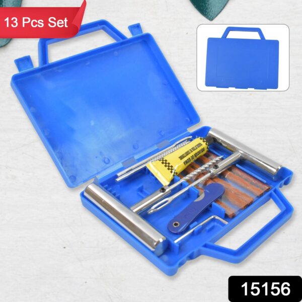 Portable Tire Repair Kit Tyre Repairing Tool Set with Box (13 Pcs Set) - Image 2
