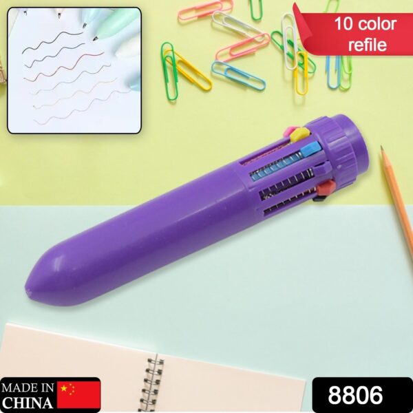 Kids 10-in-1 Color Pens Ballpoint Pen Set for Kids Cartoon Head Writing Pen for School Office Stationary Kit, Teddy Bear (1 Pc) - Image 2