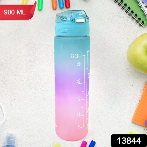 Plastic Colorful Motivational Water Bottle with Straw (900 ML) - Image 2