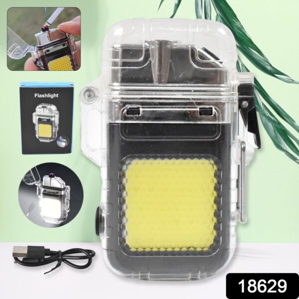 USB Rechargeable Electric Lighter & 3 Modes COB Flashlight (1 Pc) - Image 2