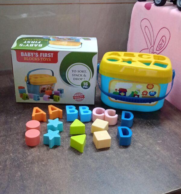 Baby First Block Set for Kids Non-Toxic Abcd Geometric Shape Sorting & Stacking Toy (1 Set) - Image 7