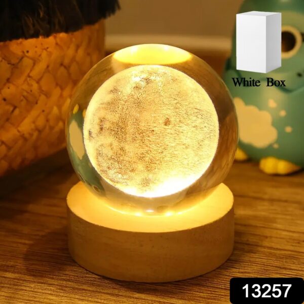 Moon 3D Crystal Ball Lamps with Base For Bedroom 3D Lamps (1 Pc) - Image 2