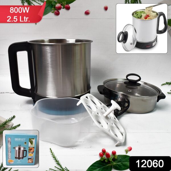 Soup Pot with Lid, Stainless Steel Multi Cooker Kettle (800W / 2.5 Ltr.) - Image 2