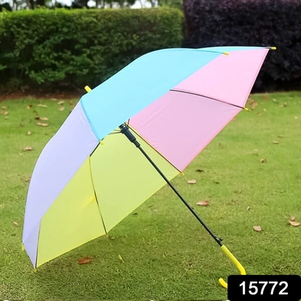 Colorful Rainbow Umbrella Multi-Colour J Shaped Handle (1 Pc / MOQ :- 5) - Image 2