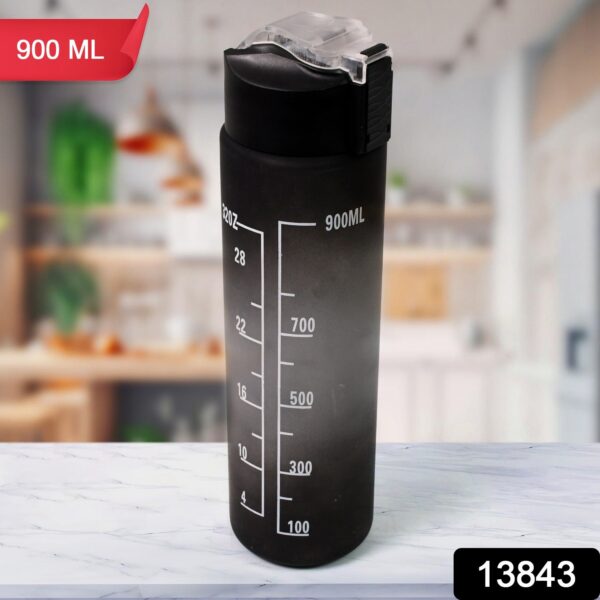 Plastic Black Motivational Water Bottle with Straw (900 ML) - Image 2